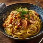 Creamy Shrimp Pasta with Corn and Tomatoes Recipe