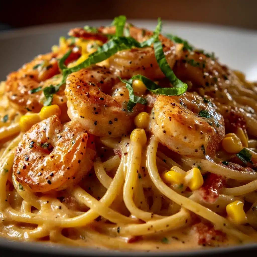 Creamy Shrimp Pasta with Corn and Tomatoes Recipe - Recipe Image