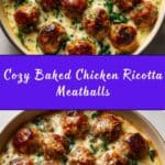 Baked Chicken Ricotta Meatballs with Spinach Alfredo Sauce Recipe