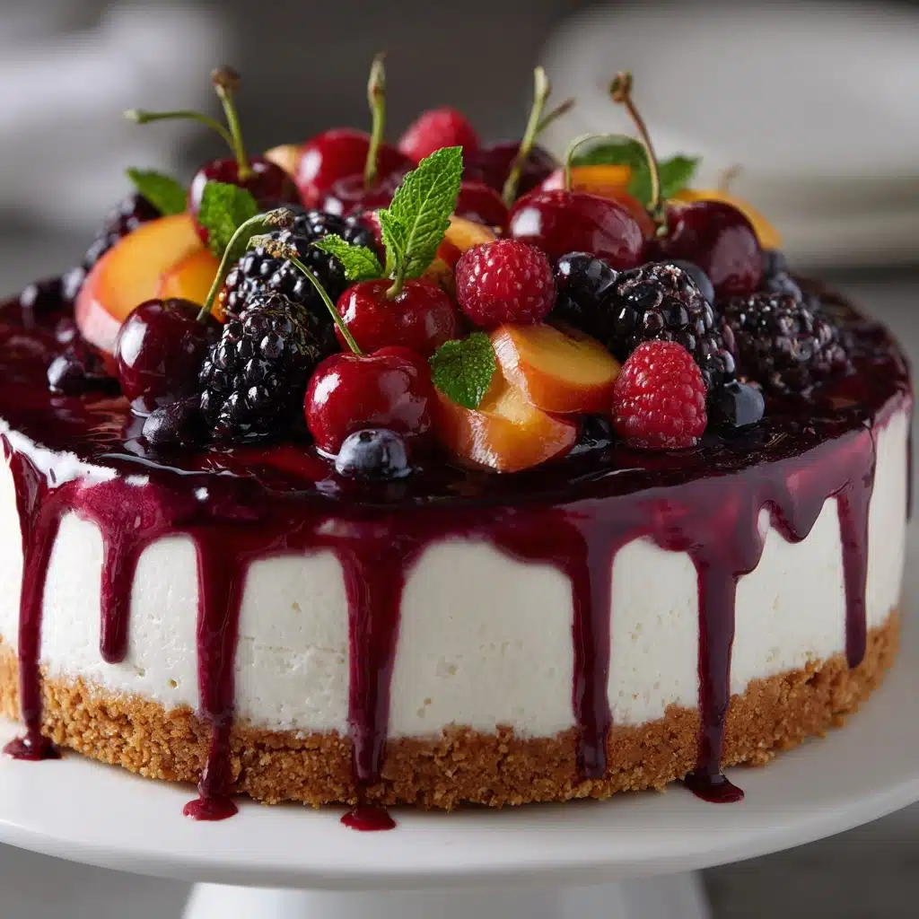 No-Bake Summer Berry and Peach Cheesecake Recipe
