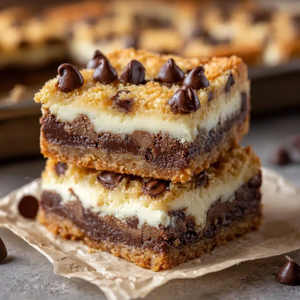 Peanut Butter Chocolate Chip Cookie Cheesecake Bars Recipe - Recipe Image