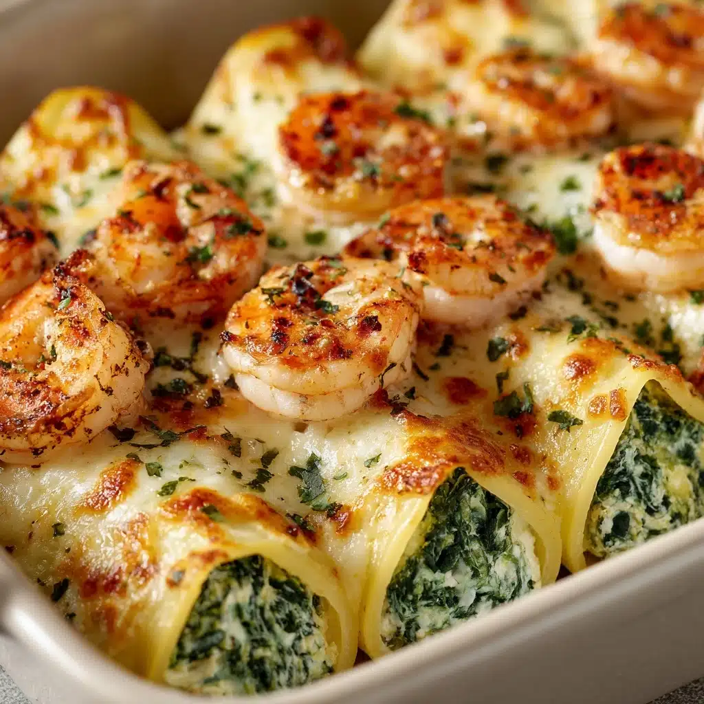 Shrimp and Spinach Stuffed Pasta Rolls Recipe - Recipe Image