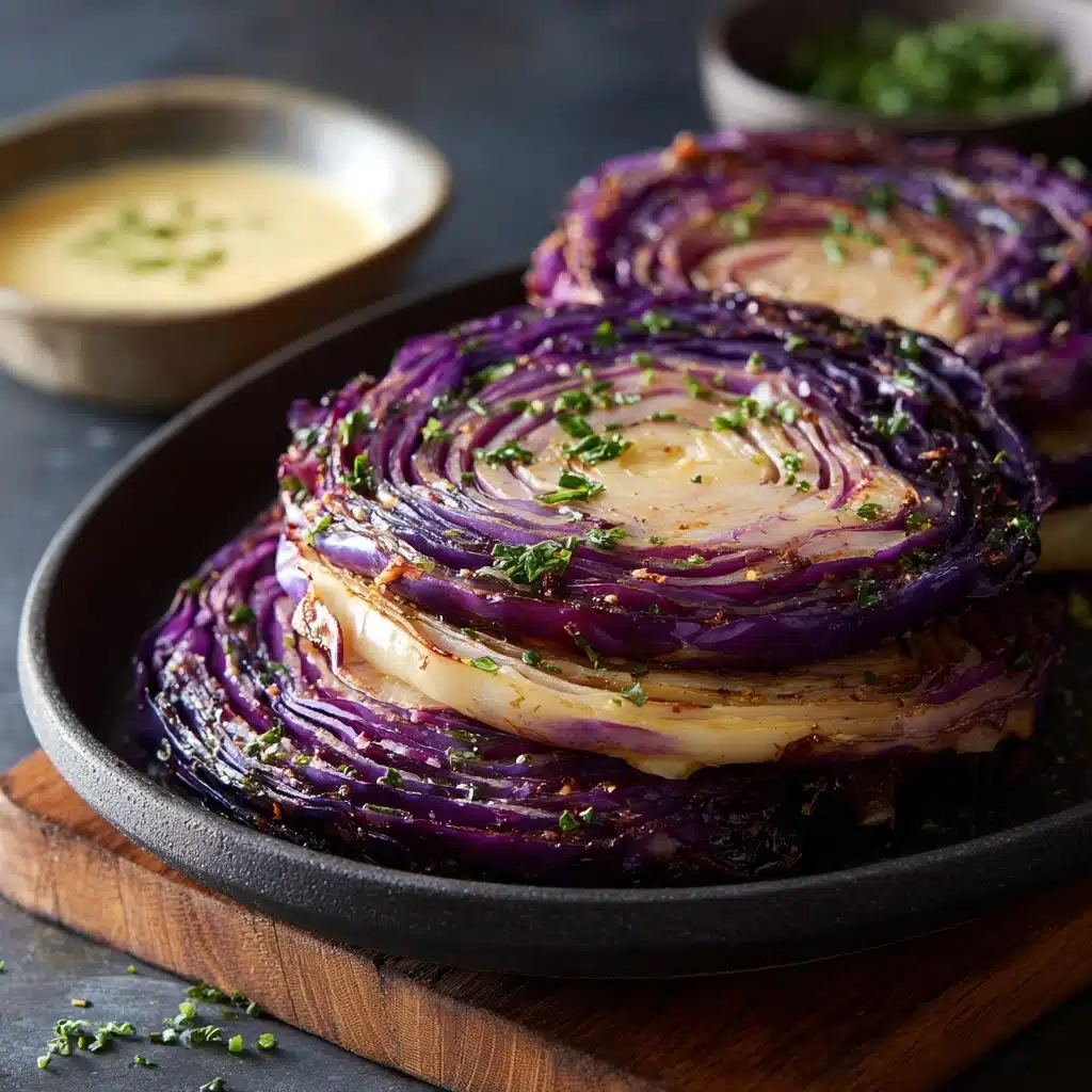 Oven Roasted Garlic Cabbage Steaks Recipe - Recipe Image