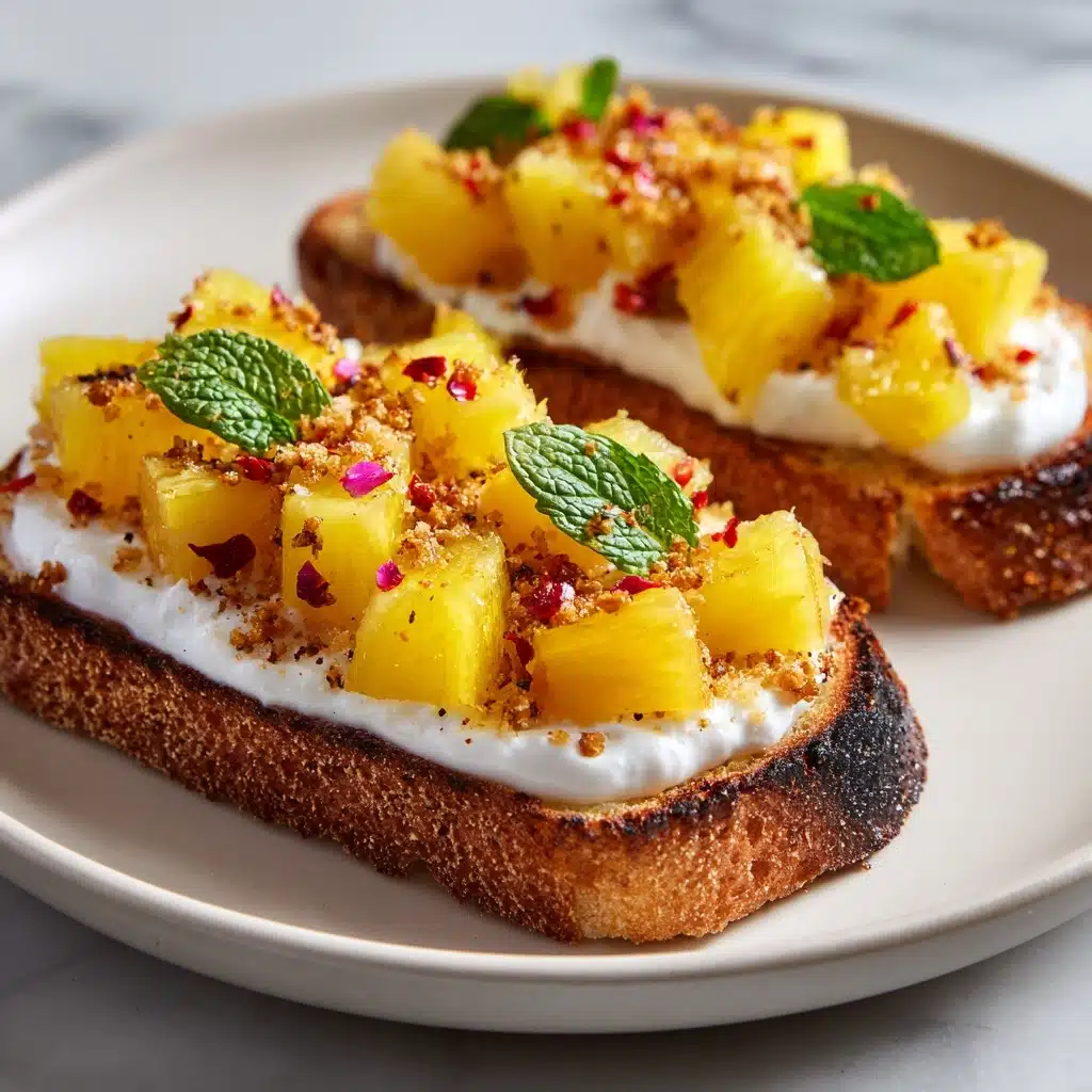 Grilled Pineapple Crostini with Burrata & Spicy Honey Recipe - Recipe Image