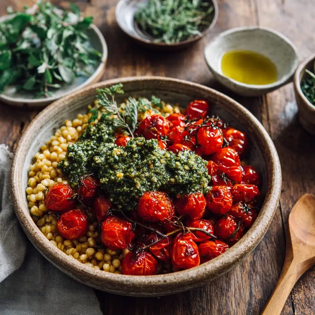 Roast Cherry Tomato and Thyme Risotto with Basil Pesto Recipe - Recipe Image
