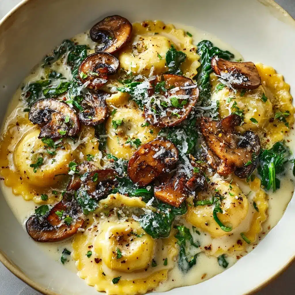 Spinach Mushroom Alfredo Ravioli Recipe - Recipe Image
