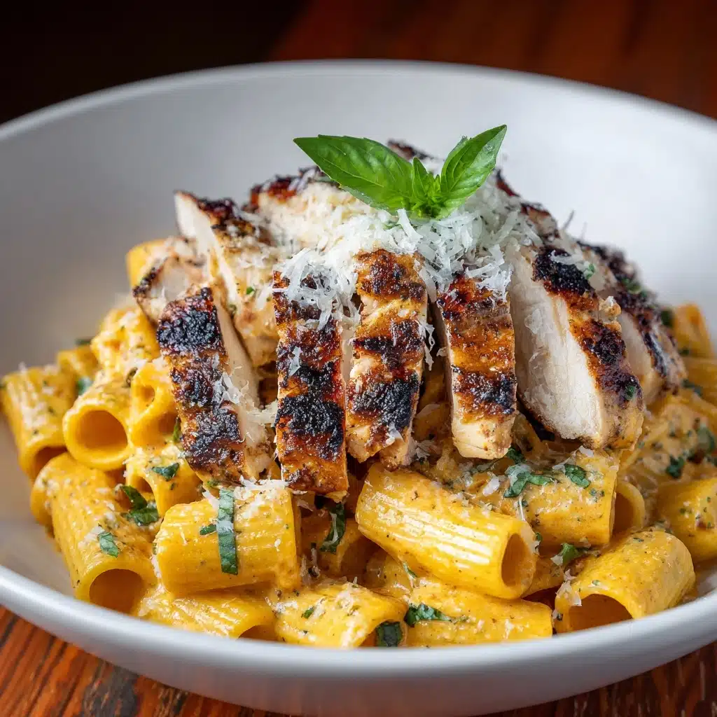Burst Cherry Tomato Basil Chicken Rigatoni Recipe - Recipe Image