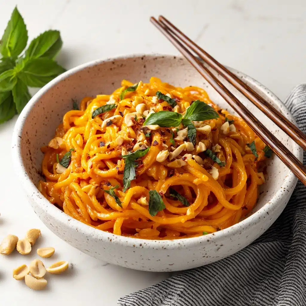 Sweet & Spicy Hot Chili Chicken Noodles with Basil Recipe - Recipe Image