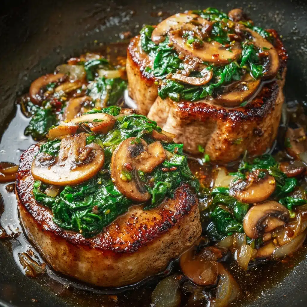 Goat Cheese & Spinach Stuffed Chicken Breast with Caramelized Onions Mushrooms Recipe - Recipe Image