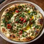 Mediterranean Flatbread with Fresh Herbs & Hummus Recipe