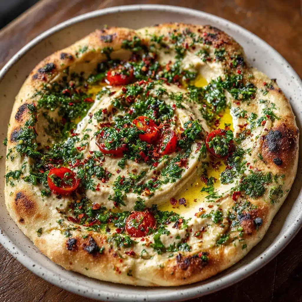 Mediterranean Flatbread with Fresh Herbs & Hummus Recipe - Recipe Image