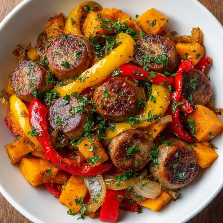Sausage and Sweet Potatoes with Honey Garlic Sauce Recipe