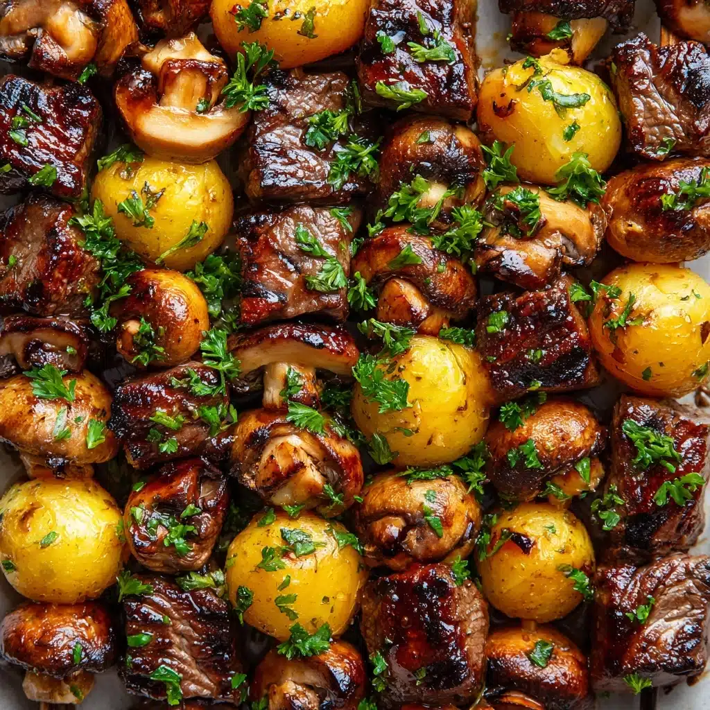 Grilled Steak, Potato, and Mushroom Kabobs Recipe - Recipe Image