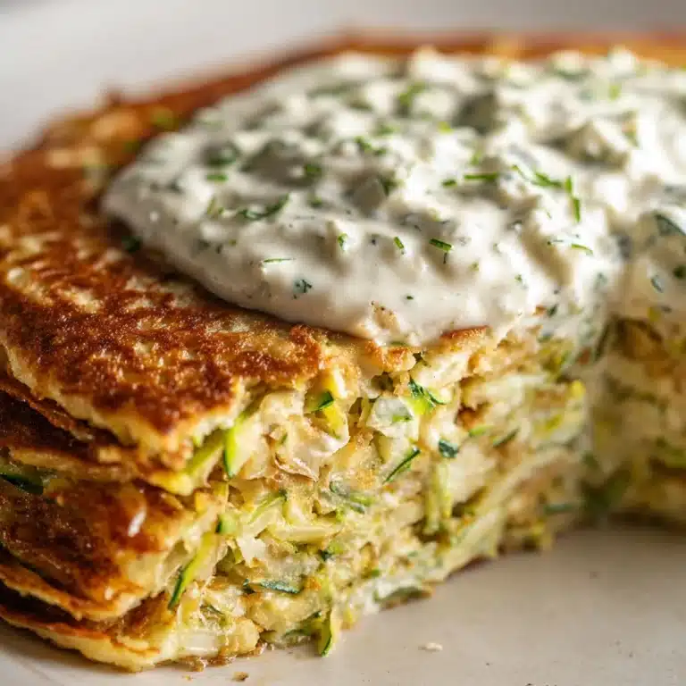Zucchini, Feta, and Spinach Fritters with Garlic Tzatziki Recipe