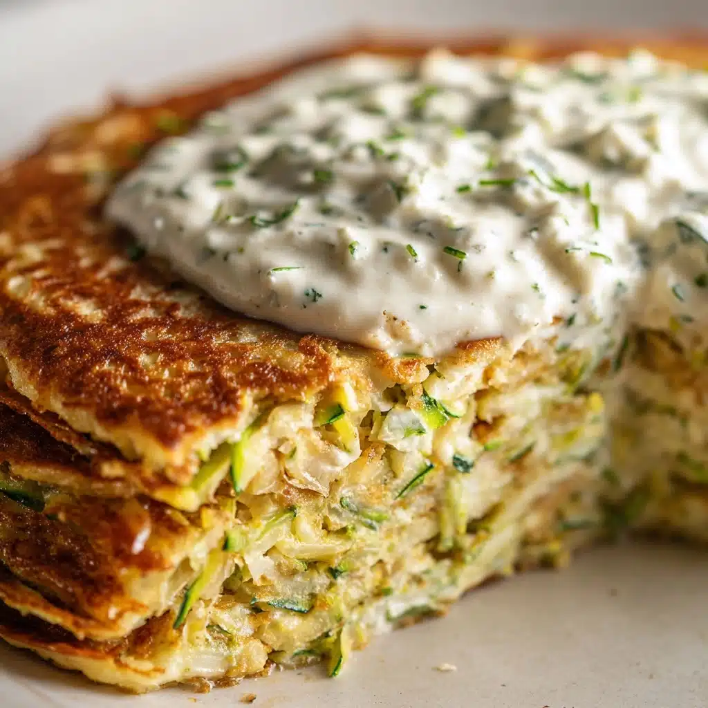 Zucchini, Feta, and Spinach Fritters with Garlic Tzatziki Recipe
