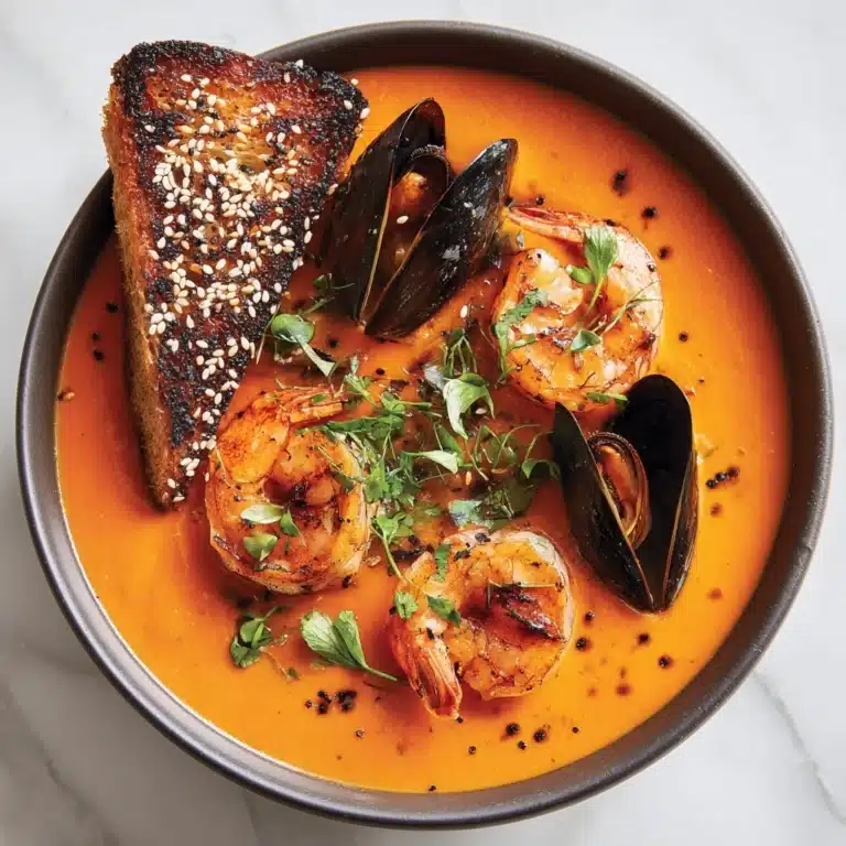 Spiced Seafood Bisque With Sesame Prawn Croutons Recipe