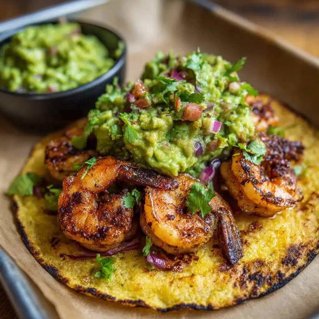 Crispy Shrimp & Poblano Tacos with Avocado Cilantro Sauce Recipe - Recipe Image