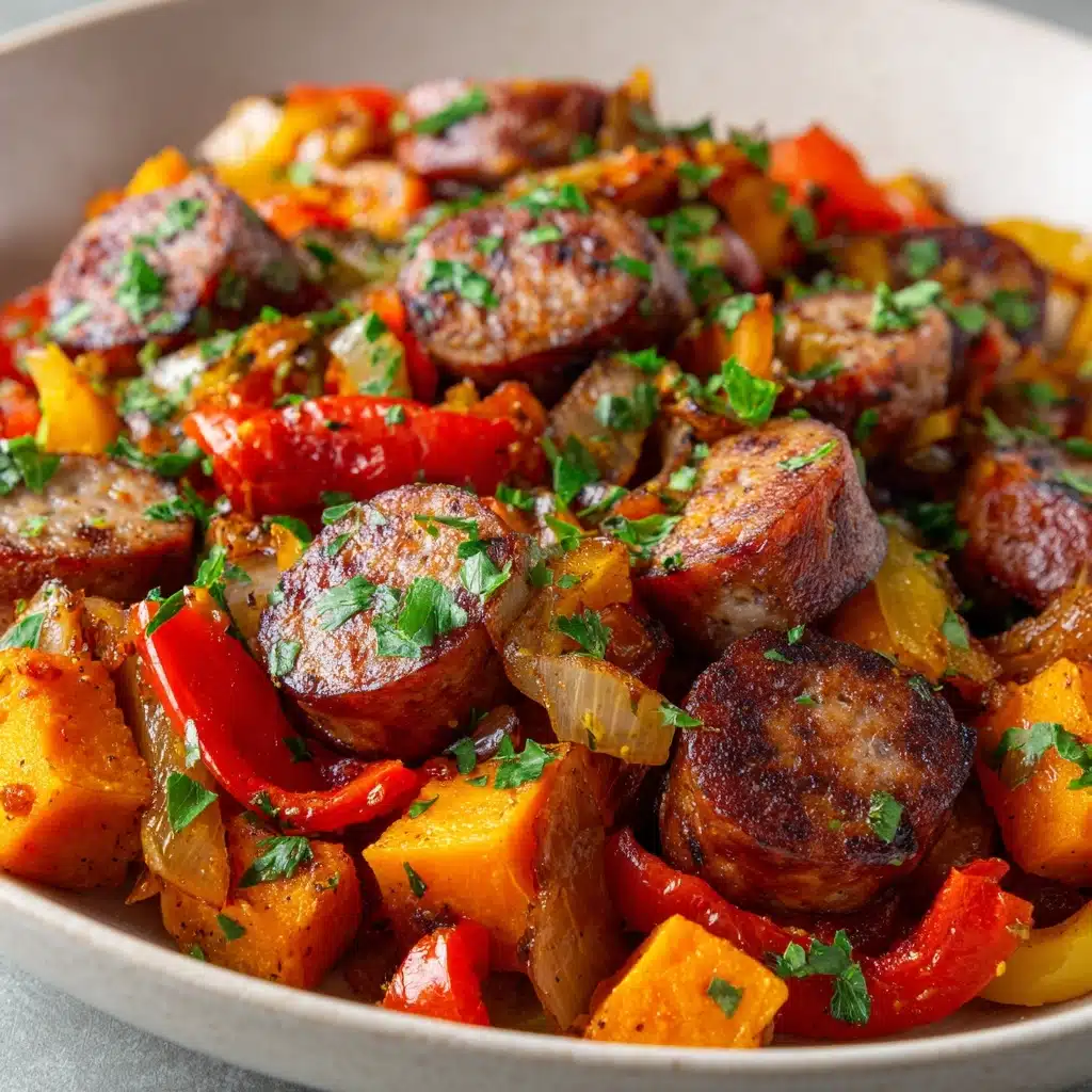 Sausage and Sweet Potatoes with Honey Garlic Sauce Recipe - Recipe Image