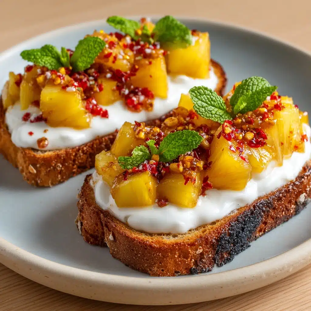 Grilled Pineapple Crostini with Burrata & Spicy Honey Recipe