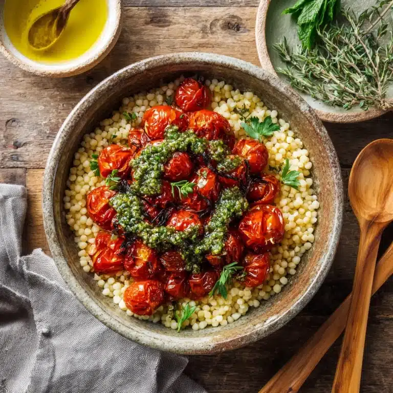 Roast Cherry Tomato and Thyme Risotto with Basil Pesto Recipe