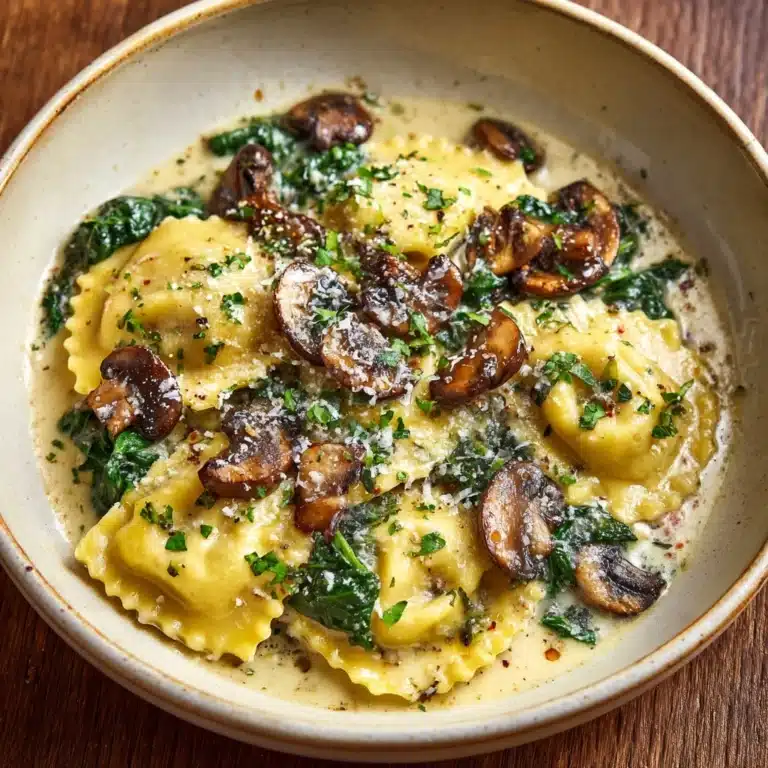 Spinach Mushroom Alfredo Ravioli Recipe