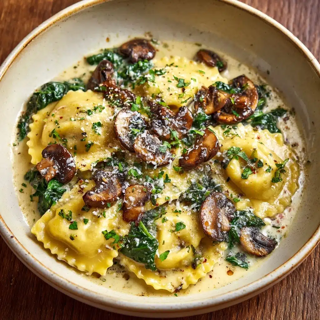 Spinach Mushroom Alfredo Ravioli Recipe