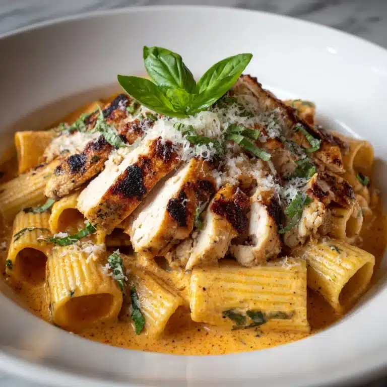 Burst Cherry Tomato Basil Chicken Rigatoni Recipe