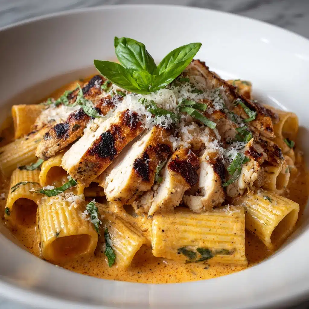 Burst Cherry Tomato Basil Chicken Rigatoni Recipe
