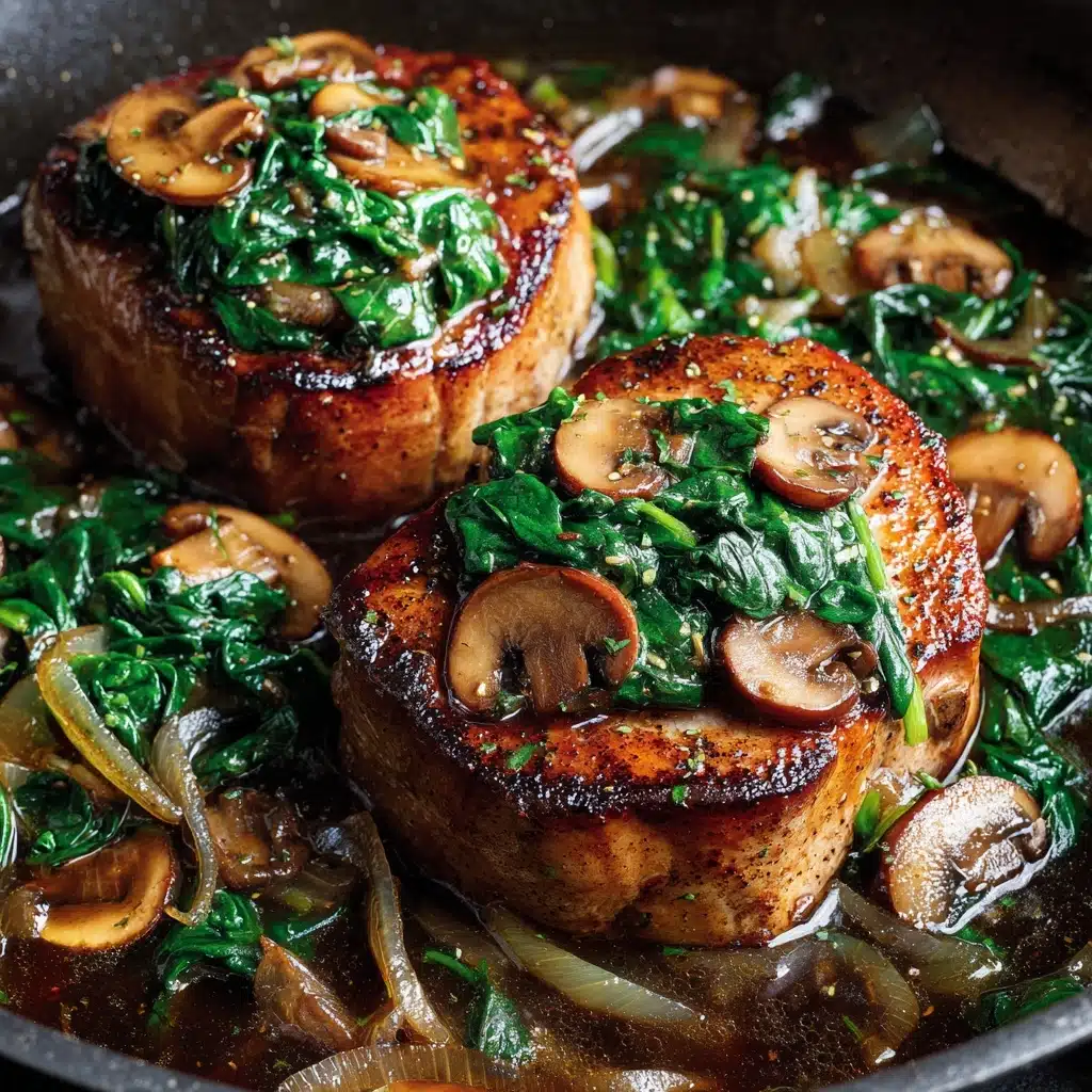 Goat Cheese & Spinach Stuffed Chicken Breast with Caramelized Onions Mushrooms Recipe - Recipe Image