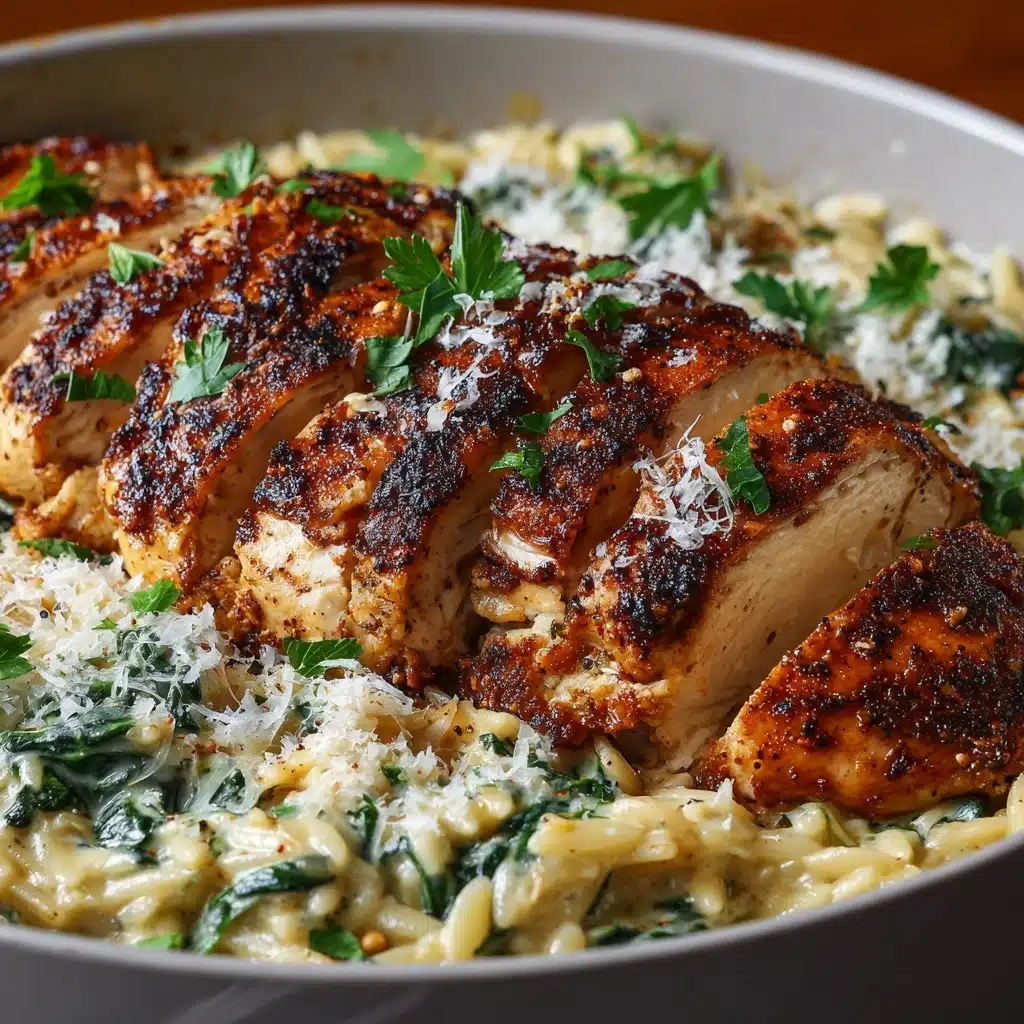 Creamy Parmesan Orzo with Chicken and Asparagus Recipe - Recipe Image
