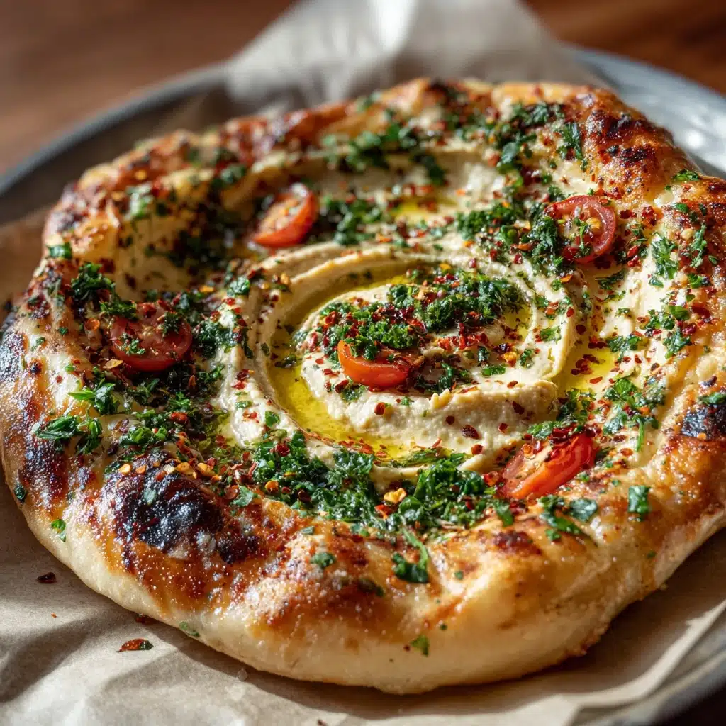 Mediterranean Flatbread with Fresh Herbs & Hummus Recipe - Recipe Image