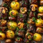 Grilled Steak, Potato, and Mushroom Kabobs Recipe