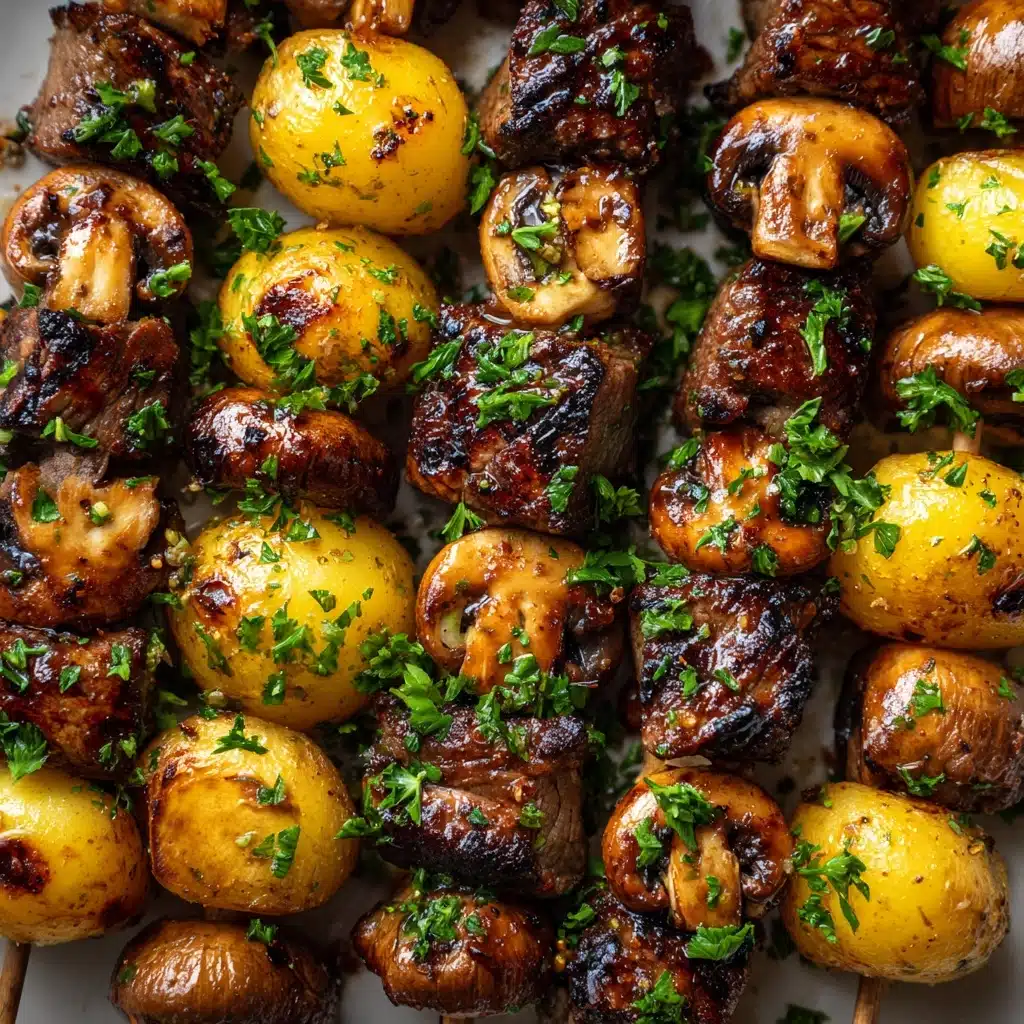 Grilled Steak, Potato, and Mushroom Kabobs Recipe - Recipe Image