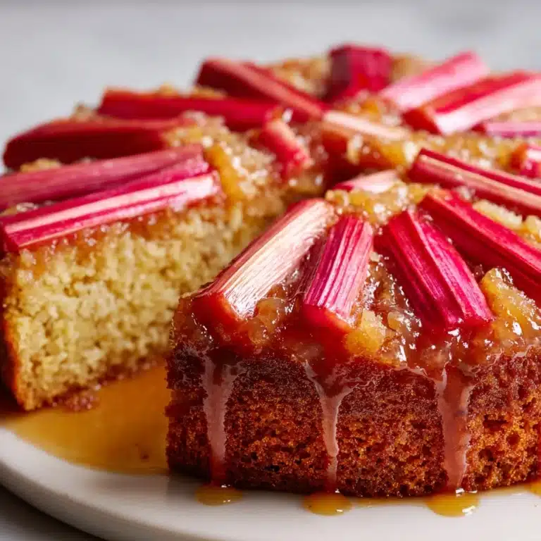 Upside-Down Rhubarb Cake with Caramel Swirls Recipe