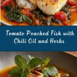 Tomato Poached Fish with Chili Oil and Herbs Recipe