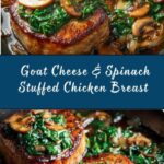 Goat Cheese & Spinach Stuffed Chicken Breast with Caramelized Onions Mushrooms Recipe