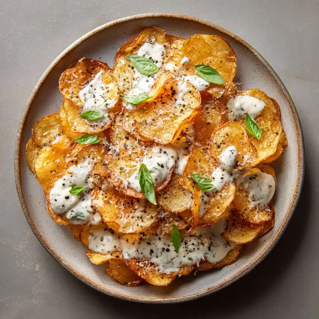 Homemade Potato Chips with Gorgonzola Cheese Sauce Recipe - Recipe Image
