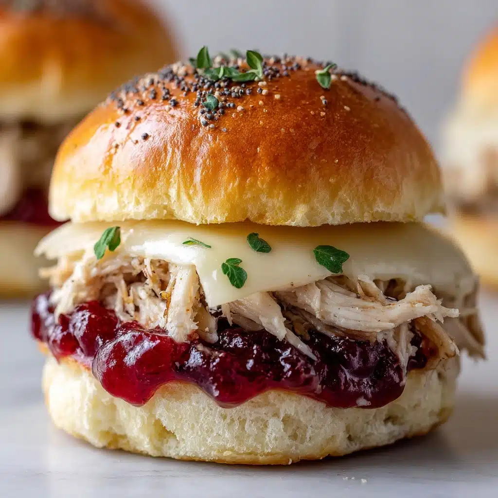 Baked Cranberry Turkey Sliders with Havarti & Poppy Seed Topping Recipe - Recipe Image