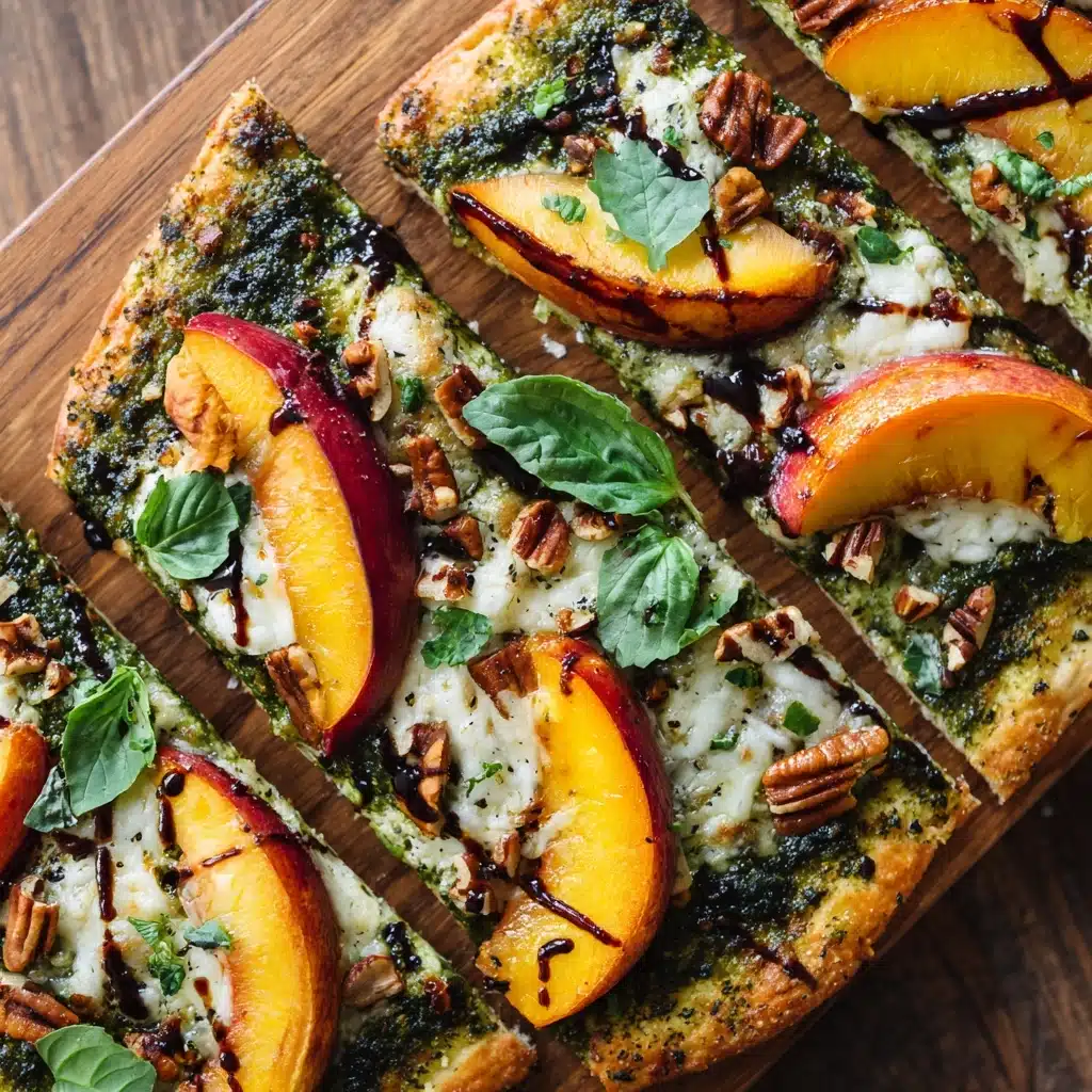 Toasted Walnut Pesto and Caramelized Nectarine Pizza with Spicy Balsamic Drizzle Recipe - Recipe Image
