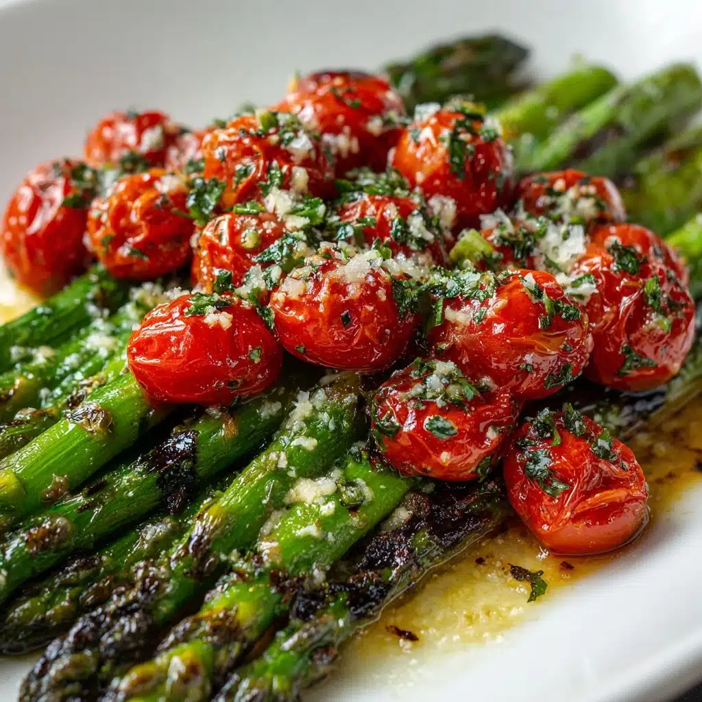 Parmesan Roasted Asparagus with Tomatoes and Balsamic Recipe - Recipe Image
