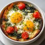 Baked Feta Eggs with Spinach and Tomatoes Recipe