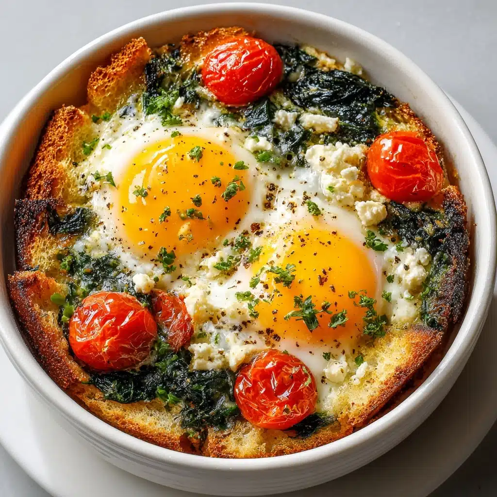 Baked Feta Eggs with Spinach and Tomatoes Recipe