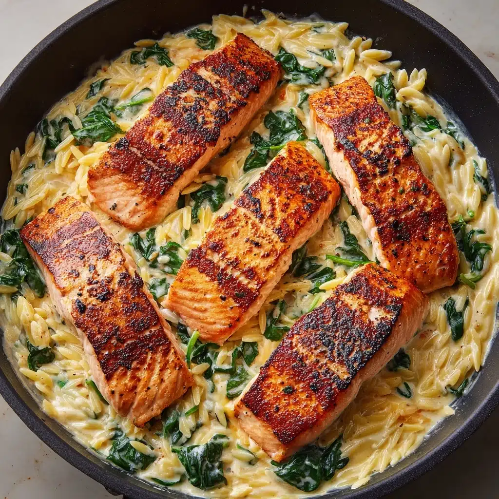 One Skillet Salmon with Lemon Orzo Recipe