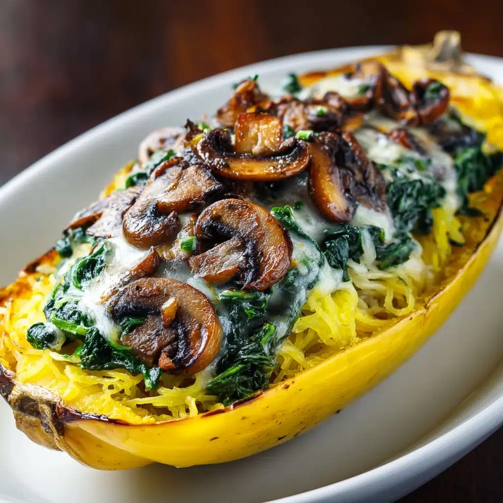 Creamy Spinach and Mushroom Stuffed Spaghetti Squash Recipe - Recipe Image