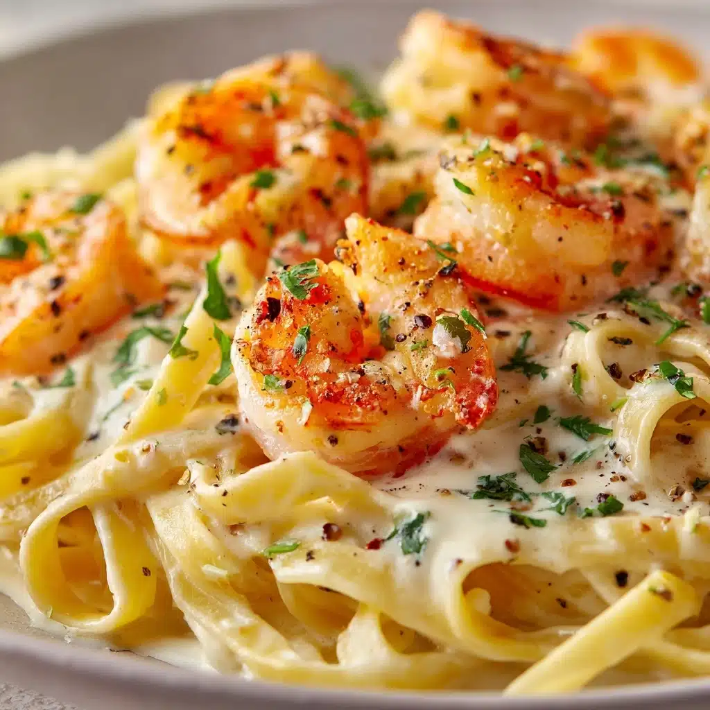 Grilled Salmon & Shrimp Fettuccine Alfredo Recipe - Recipe Image