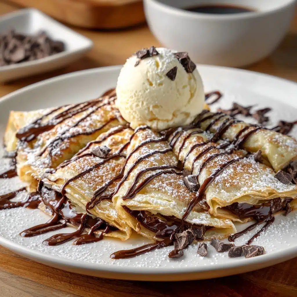 repes with Ice Cream & Chocolate Drizzle Recipe - Recipe Image