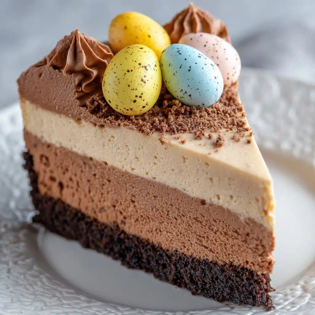 No-Bake Mini Egg Chocolate Cheesecake Recipe - Recipe Image