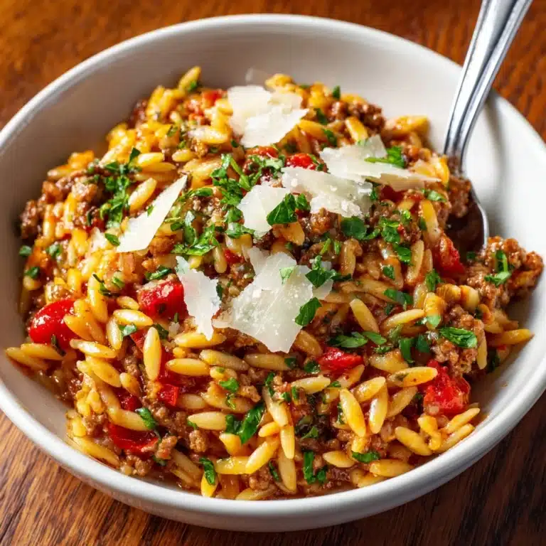 Manestra (Greek-Style Orzo with Ground Beef) Recipe