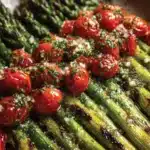 Parmesan Roasted Asparagus with Tomatoes and Balsamic Recipe