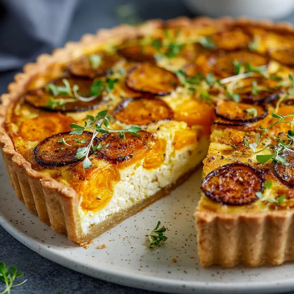 Carrot Quiche with Cheddar and Roasted Onions Recipe - Recipe Image